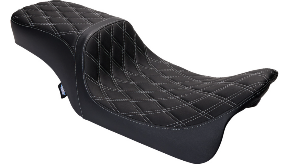 Drag Specialties Predator 2-Up  D Diamond Silver Thread Seat for Harley 08-23 FLH
