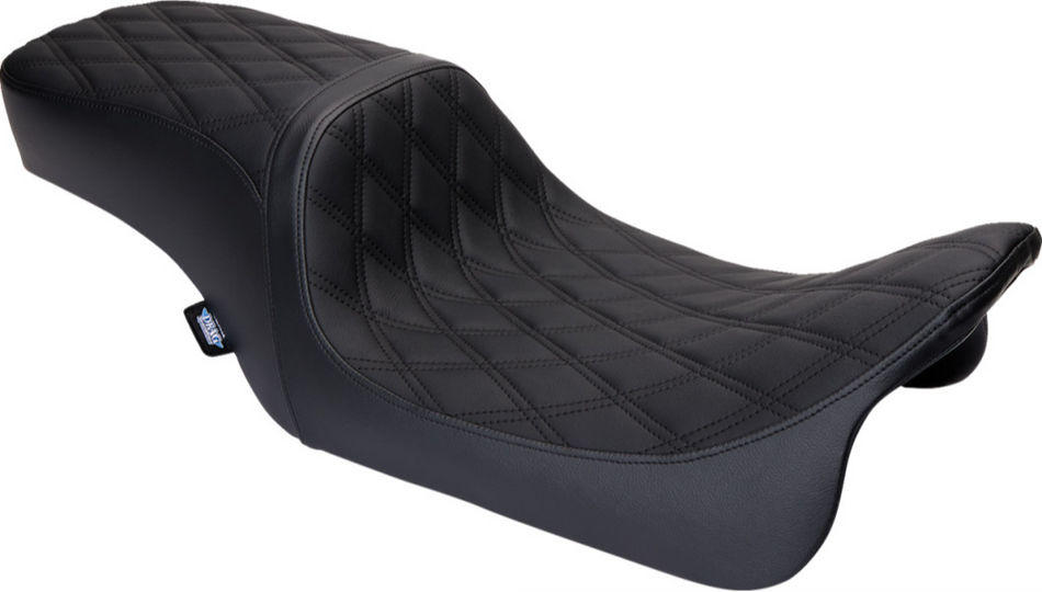 Drag Specialties Predator 2-Up  D Diamond Black Thread Seat for Harley 08-23 FLH
