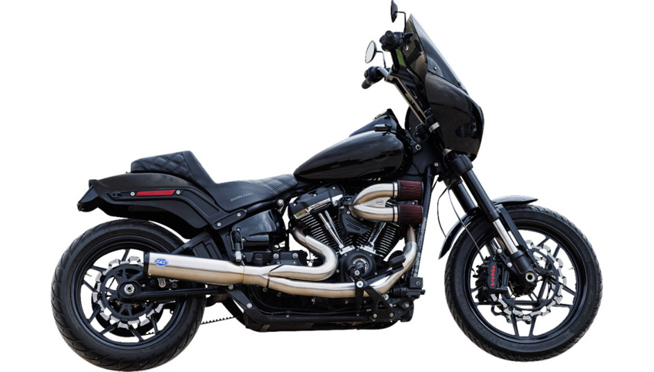 S&S Qualifier 2-into-1 Brushed Stainless Exhaust System 4 Harley 18-24 Dyna