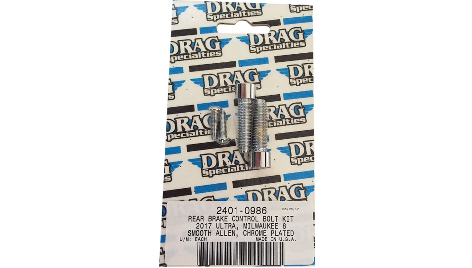Drag Specialties Chrome Smooth Rear Brake Control Bolt Kit 4 Harley M8 Models