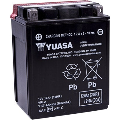 Yuasa YTX14AH-BS High Performance AGM Maintenance-Free Battery ATV Motorcycle