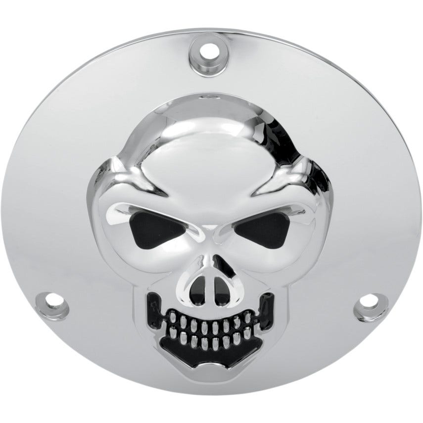 Drag Specialties Chrome 3 Hole 3-D Skull Derby Cover Harley Big Twin 70-98