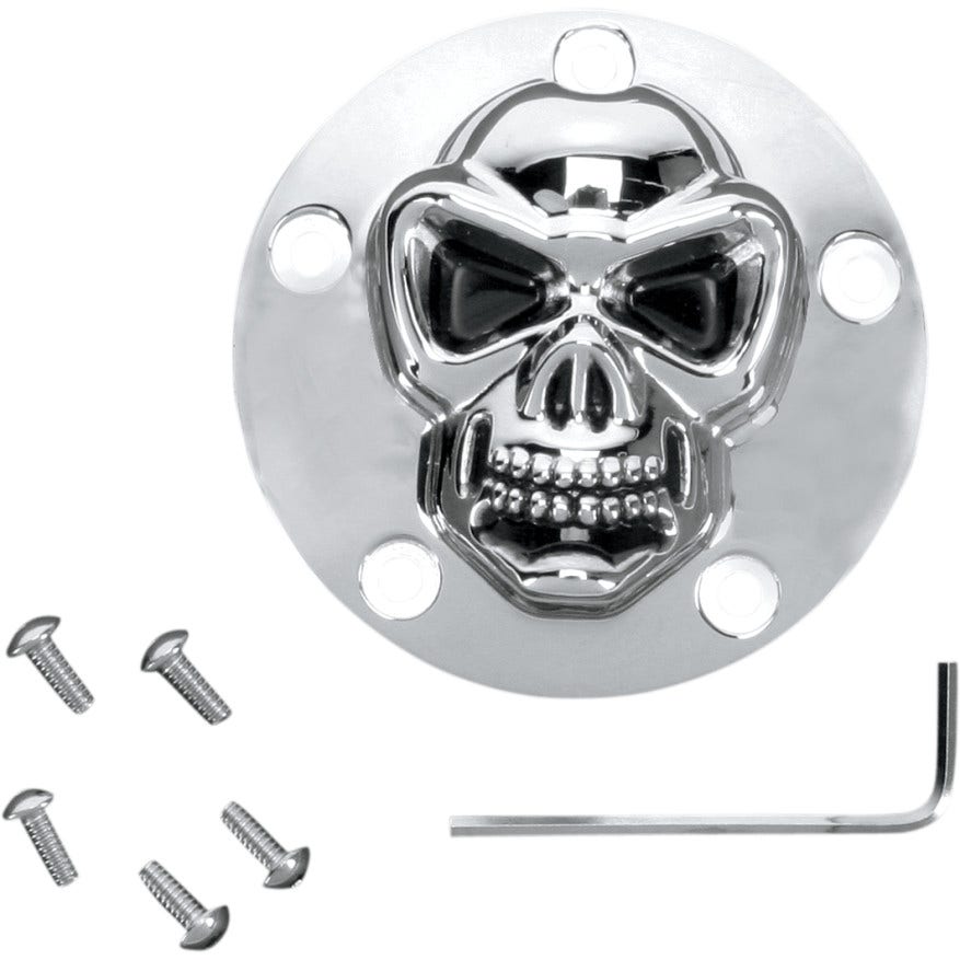Drag Specialties Chrome 3D Skull Points Ignition Cover Harley Twin Cam 99-15