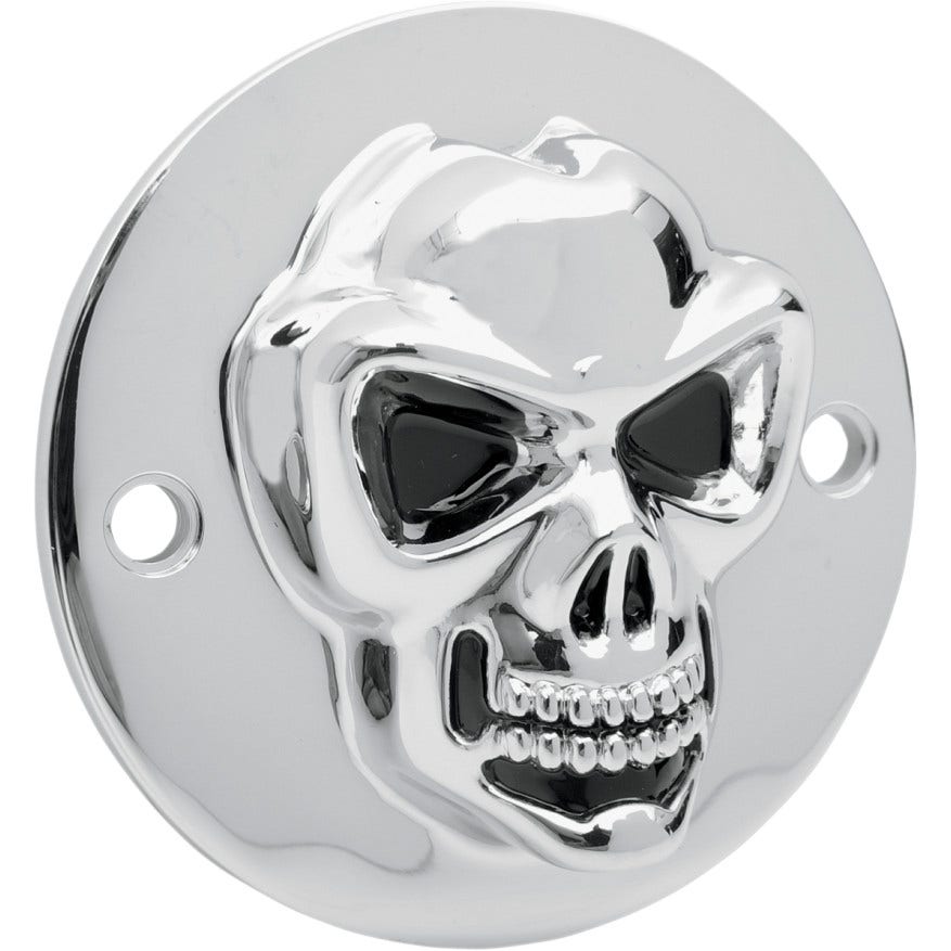 Drag Specialties Chrome 3D Skull Points Ignition Cover Harley EVO 84-99