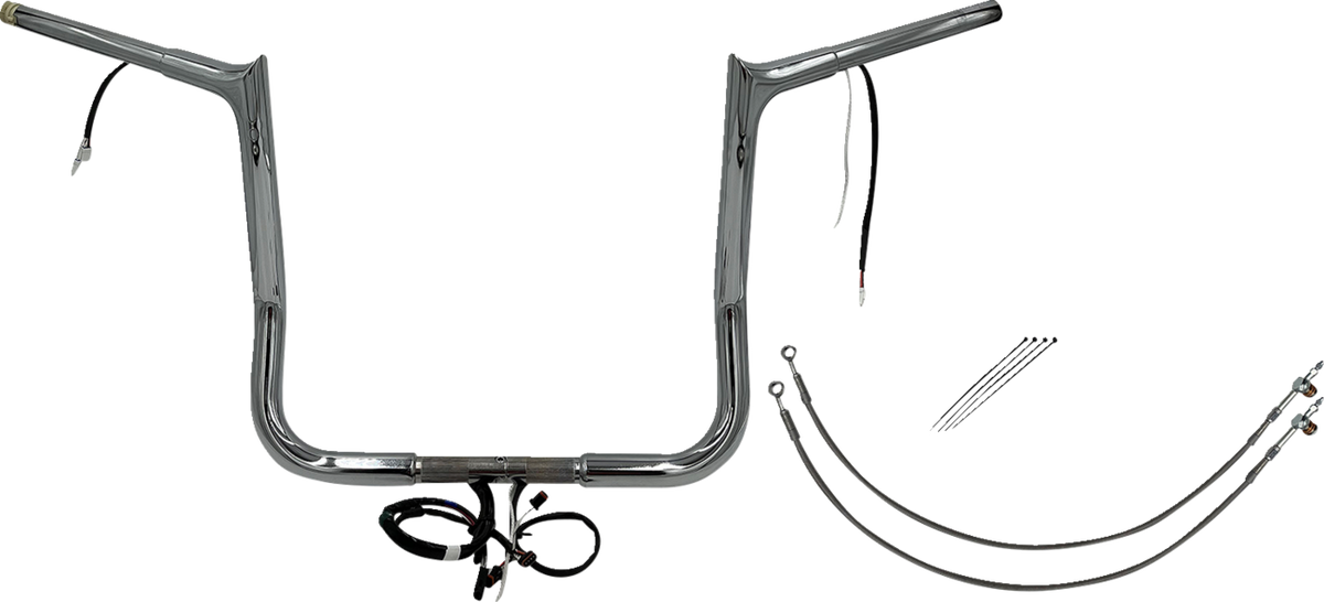 FBI Wired 1-1/4" Pointed Top Handlebar Kits for 14-15 FLHT/FLHX & Trike - Chrome / 14"