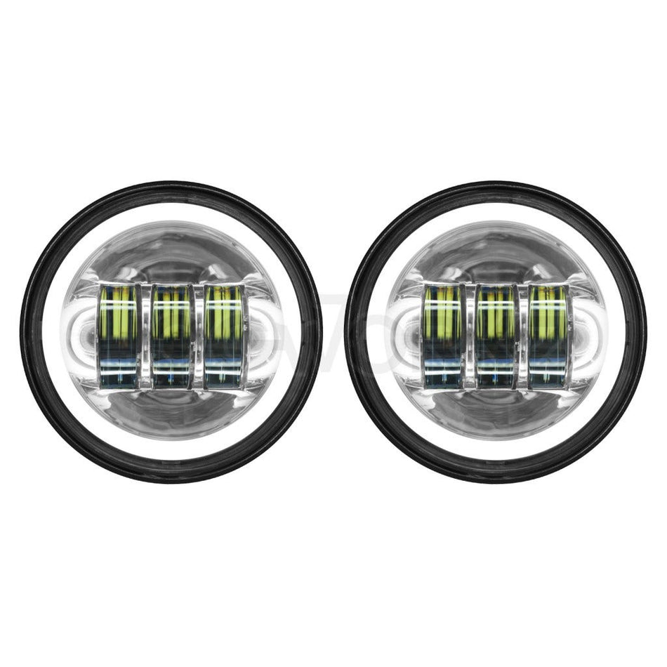 Hogworkz Harley Chrome 4.5" LED HaloMaker Passing Lamps 94-19 Harley & Indian