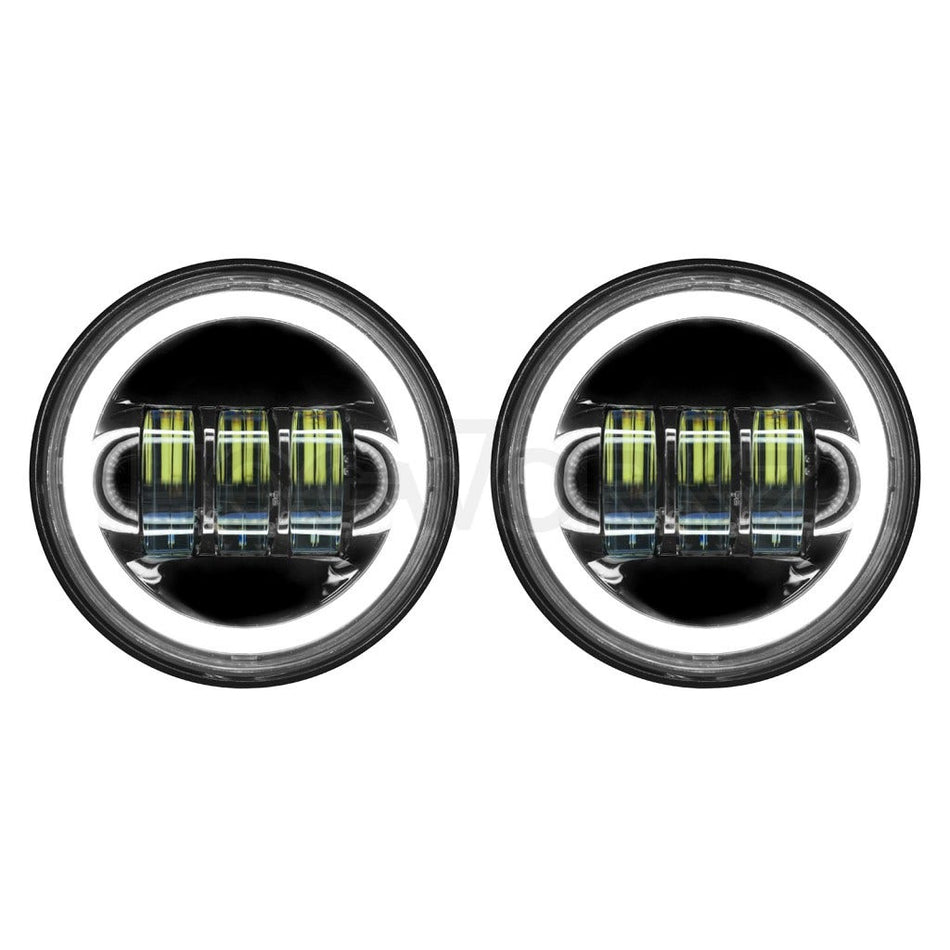 Hogworkz Harley Blackout 4.5" LED HaloMaker Passing Lamps 94-19 Harley & Indian