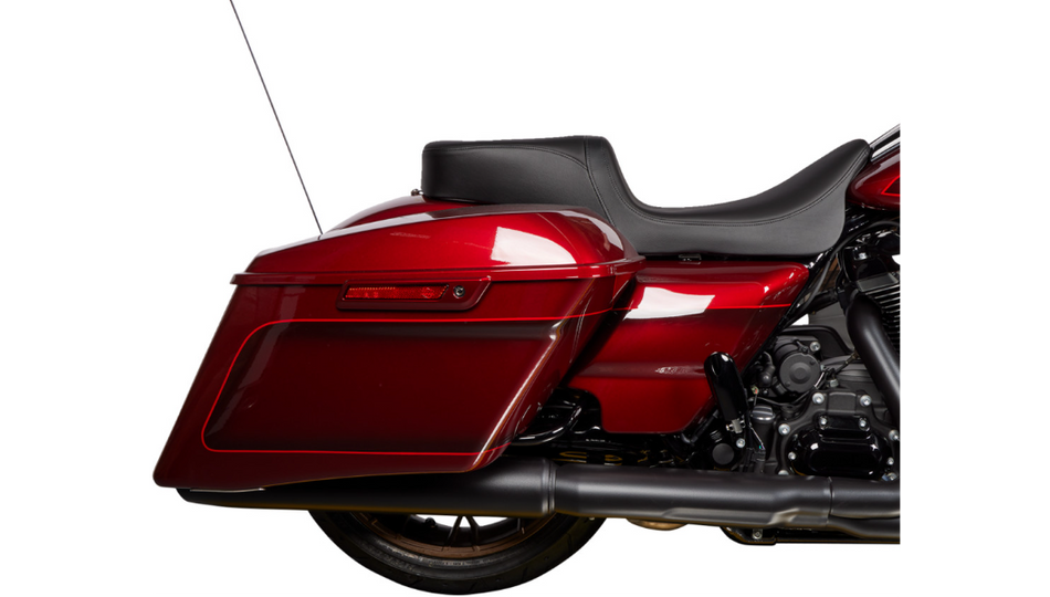 Drag Specialties Predator 2-Up Smooth Solor Reflective Leather Seat for Harley 08-23 FLH