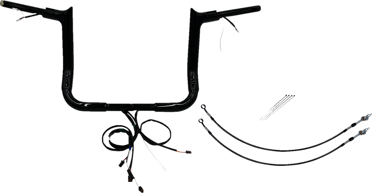 FBI Fat Baggers Wired 1-1/2" Pointed Top Handlebar Kits for FLH/X '14-'15 - Black / 12"