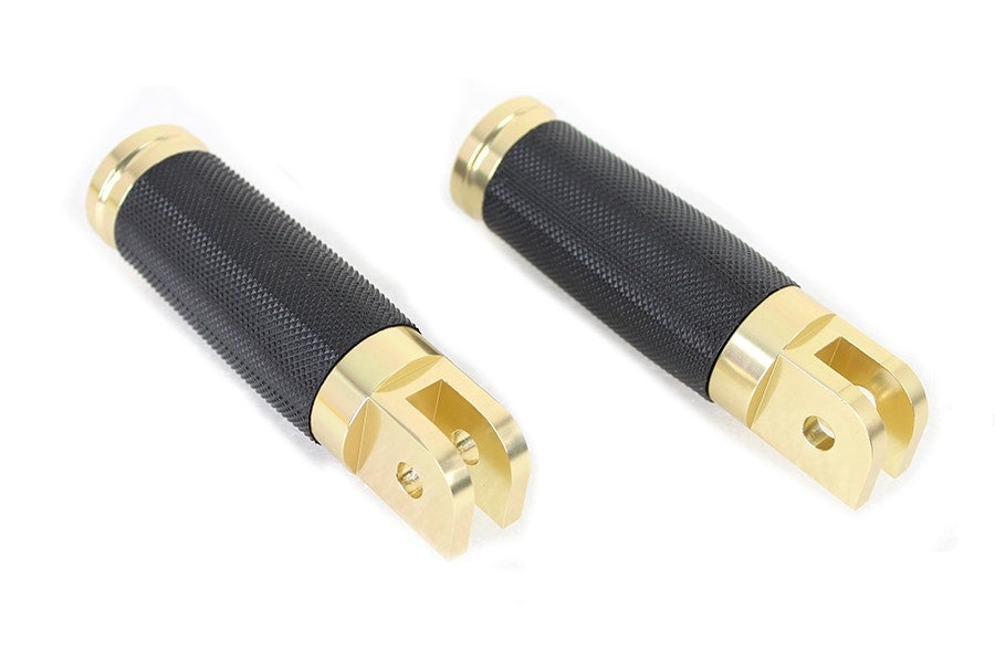 V-Twin 27-0494 Wyatt Gatling Brass Rider Footpeg Set Harley Softail M8 18-Up