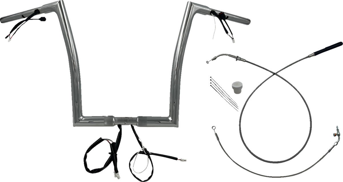 FBI 1-1/4" EZ Flat Top Pre-Wired Handlebars for 24-25 FLTRX, 23-25 FLTRXSE - Chrome / 14"