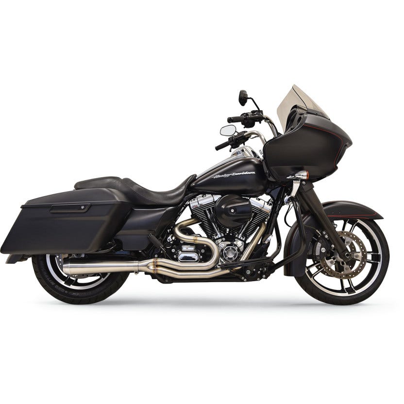 Bassani Stainless Short Megaphone Road Rage III 2-1 Exhaust for Harley 07-16 FLH