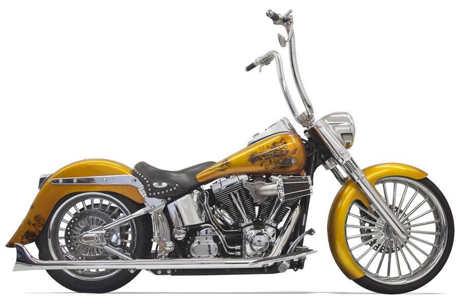 Bassani Chrome True Dual Exhaust  W/ 30" Fishtail Tip Mufflers Harley Softail 07-15