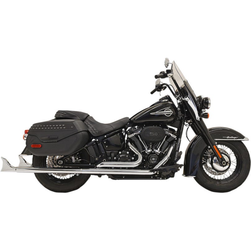 Bassani 1S96E-33 33" Chrome Dual Fishtails Exhaust Harley 18-19 Heritage Deluxe w/ Baffle