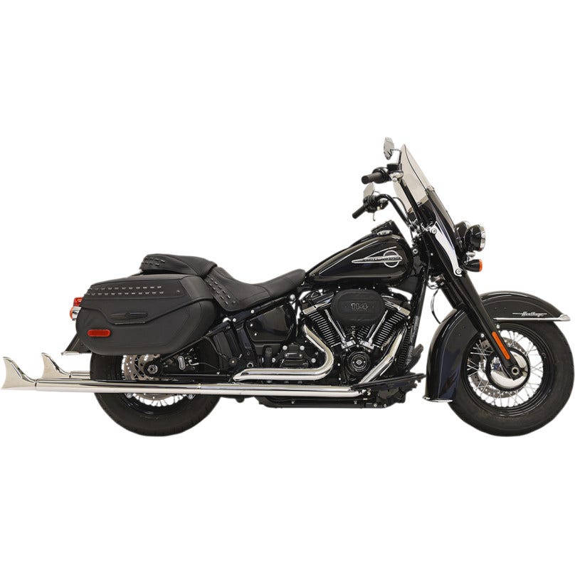 Bassani 1S96E-36 36" Chrome Dual Fishtails Exhaust Harley 18-19 Heritage Deluxe w/ Baffle