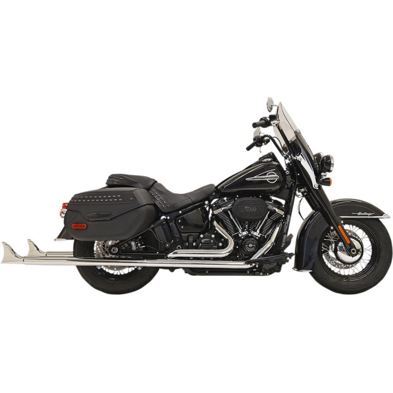 Bassani 1S96E-39 39" Chrome Dual Fishtails Exhaust Harley 18-19 Heritage Deluxe w/ Baffle