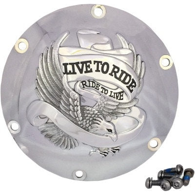 Drag Specialties Chrome Live To Ride Derby Cover 6-Hole Harley Sportster 04-Up