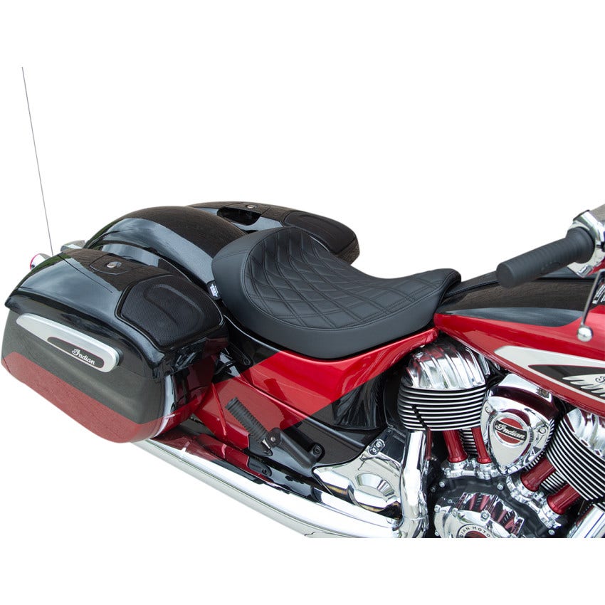 Drag Black Dbl Diamond Solo Seat Indian 14-23 Chieftain/Chief/DH/Roadmaster