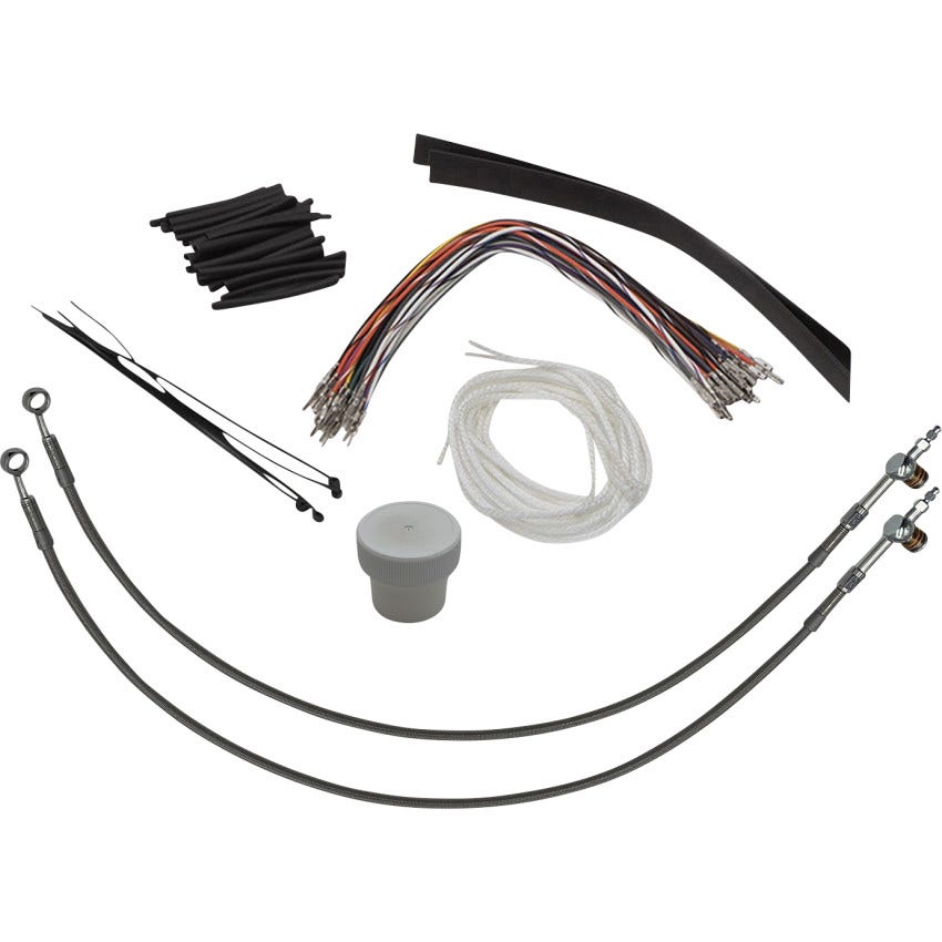 FBI EZ Install 14" Braided Handlebar Install Kit 4 Harley 08-13 Hydraulic Clutch