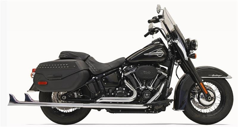 Bassani 1S76E-36 36" Chrome Dual Fishtails Exhaust Harley 18-19 Heritage Deluxe No Baffle