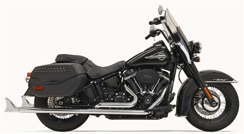 Bassani 1S96E-33 33" Chrome Dual Fishtails Exhaust Harley 18-19 Heritage Deluxe w/ Baffle