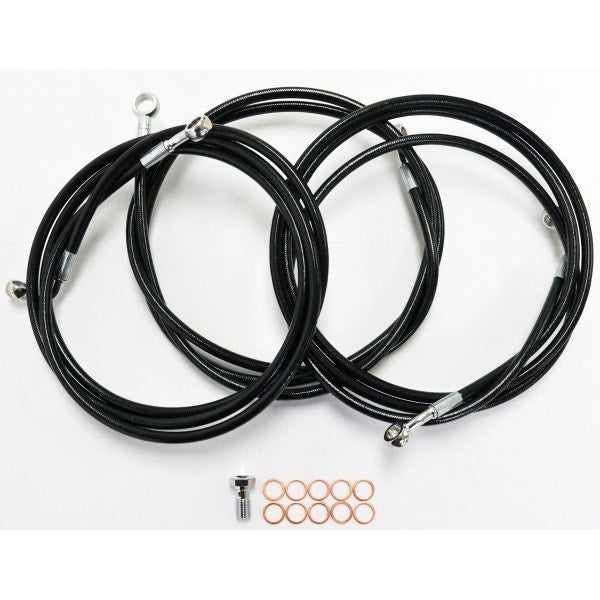 La Choppers Black Vinyl Stainless Brake Line Kit for Harley Touring Models 14 - 15"-17"