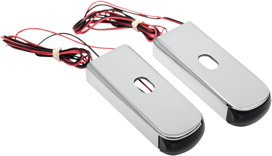 Alloy Art Chrome w/ Red LED Smoke Lens Fender Strut LED Marker Light For Harley Dyna 2006-2014