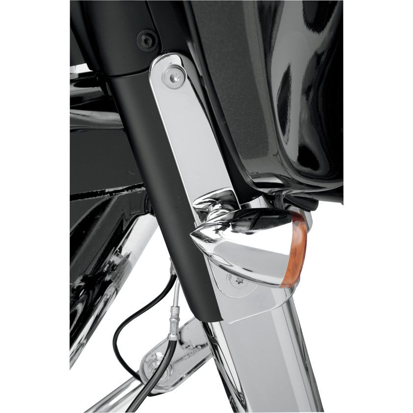 Drag Specialties HotTop Designs Chrome Turn Signal Relocation Mounts Harley FLH/T | 2020-0396