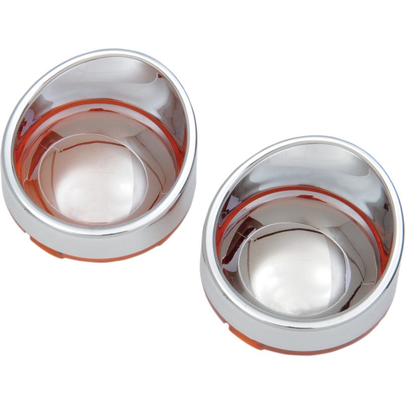 Turn Signal Bezels With Chrome Amber Mirror Lens With Visor 4 Harley Davidson