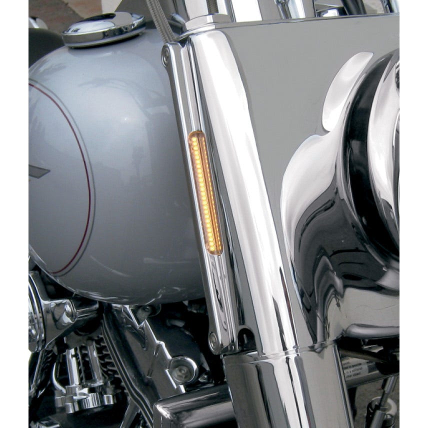 Alloy Art Chrome Front LED Turn Signal Lights for Harley Fat Boy Models 90-17