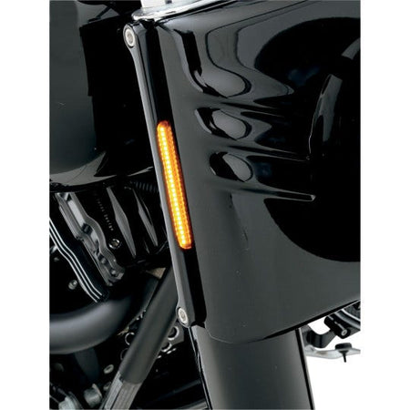 Alloy Art Fatboy Flstf Front Black Billet Led Turn Signals For Harley Black Smoke - FDH-2