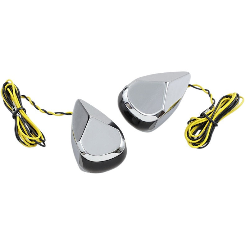 Alloy Art MRL-1C Chrome Smoke Amber Lens LED Signal Marker Lights 98-19 Harley