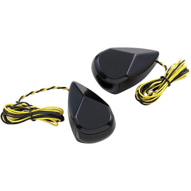 Alloy Art MRL-1B Black Smoke Amber Lens LED Signal Marker Lights 98-19 Harley