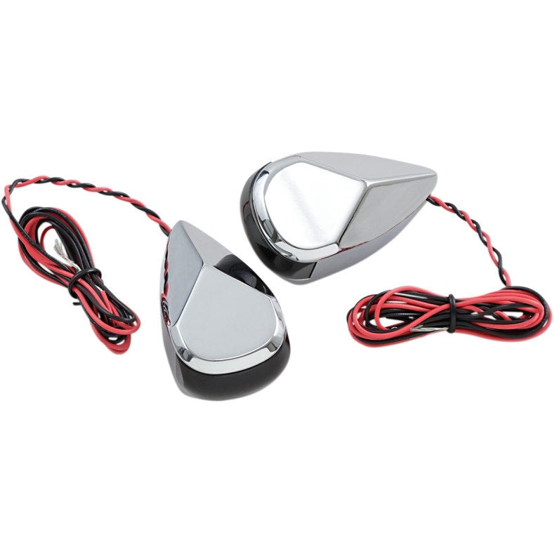 Alloy Art MRL-2C Chrome Finish Smoke / Red LED Signal Marker Lights 98-19 Harley