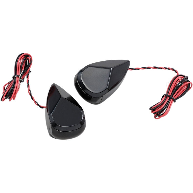 Alloy Art MRL-2B Black Finish Smoke / Red LED Signal Marker Lights 98-19 Harley