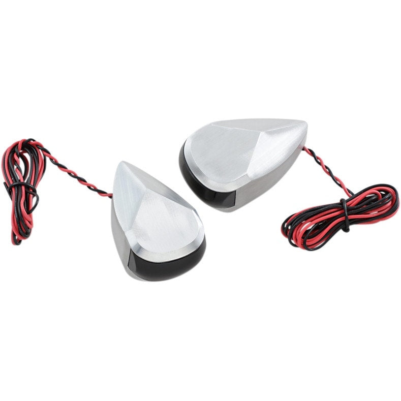 Alloy Art MRL-2R Raw Finish Smoke / Red LED Signal Marker Lights 98-19 Harley