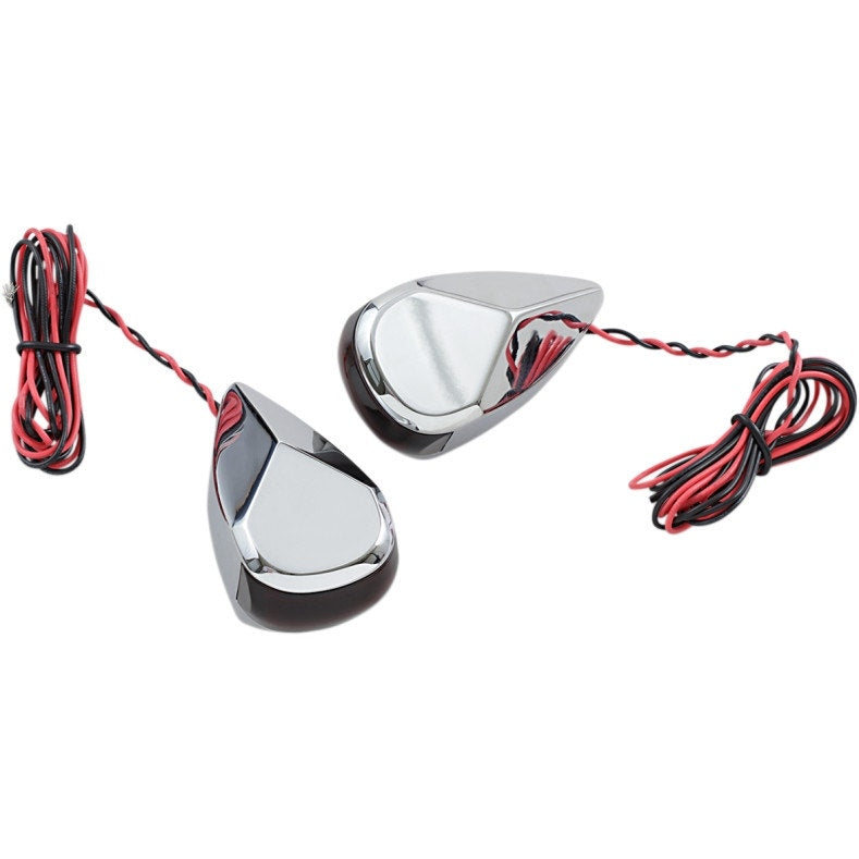 Alloy Art MRL-3C Chrome Finish Red LED Turn Signal Marker Lights 98-19 Harley