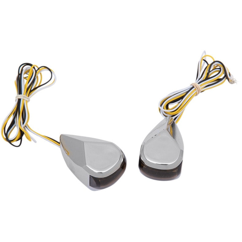 Alloy Art MRL-4C Chrome Finish Amber White LED Signal Marker Lights 98-19 Harley