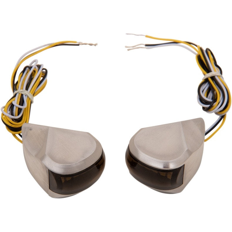 Alloy Art MRL-4R Raw Finish Amber White LED Signal Marker Lights 98-19 Harley