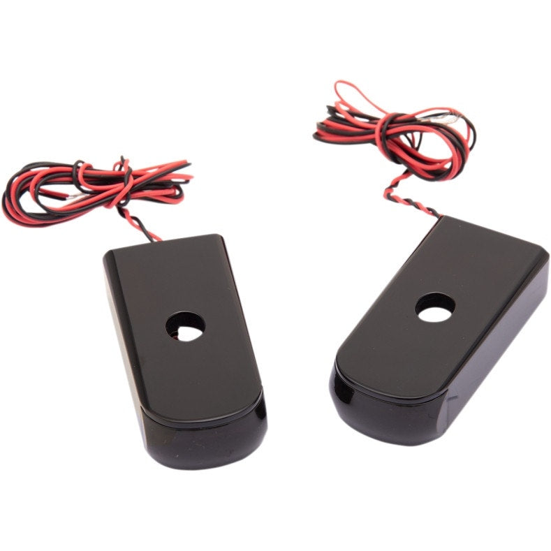 Alloy Art SSL-SB-2B Black Smoke / Red LED Strut Marker Lights 18-19 Harley FL