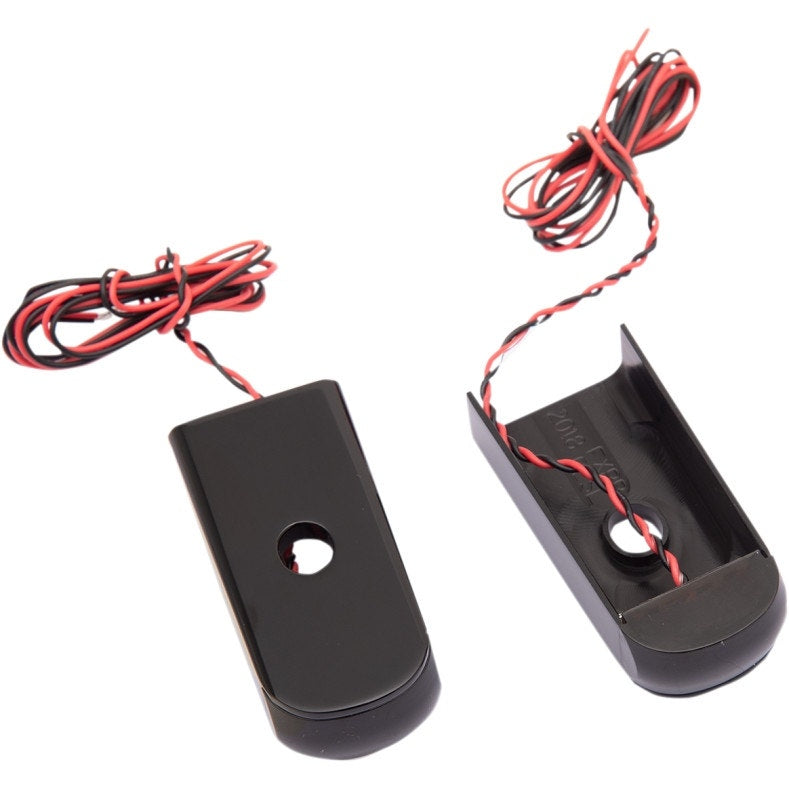 Alloy Art SSL-SB-2B Black Smoke / Red LED Strut Marker Lights 18-19 Harley FL