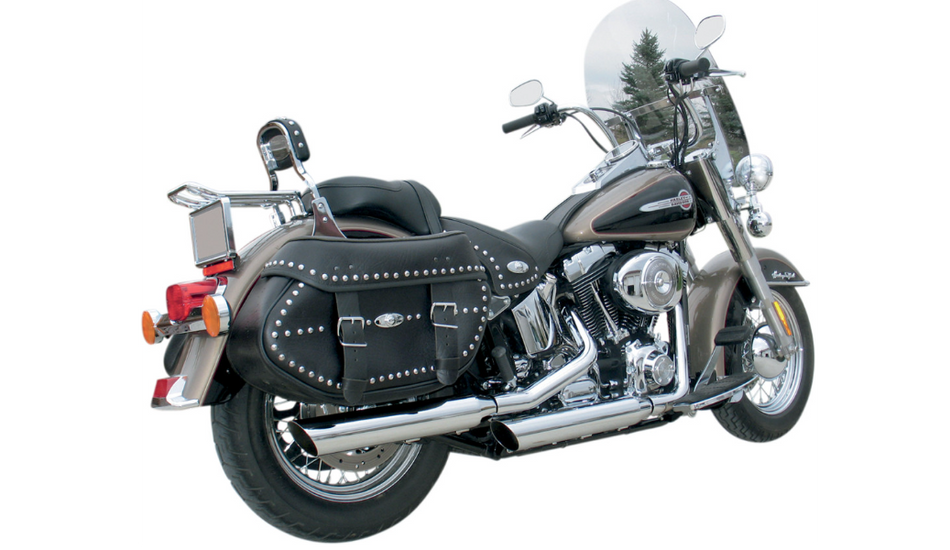 Khrome Werks 3" HP-Plus Chrome Slant Down Slip on Mufflers Harley FXS FLSTC 07-17