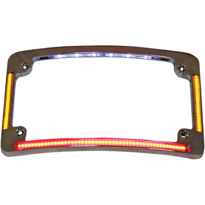 Custom Dynamics TF05-C Chrome All-In-One LED Quad Radius Horizontal Plate Frame