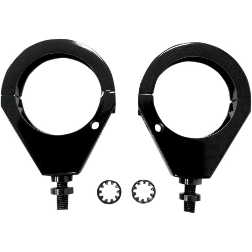 Drag Specialties Black 49MM Front Fork Turn Signal Clamps Mounts Harley