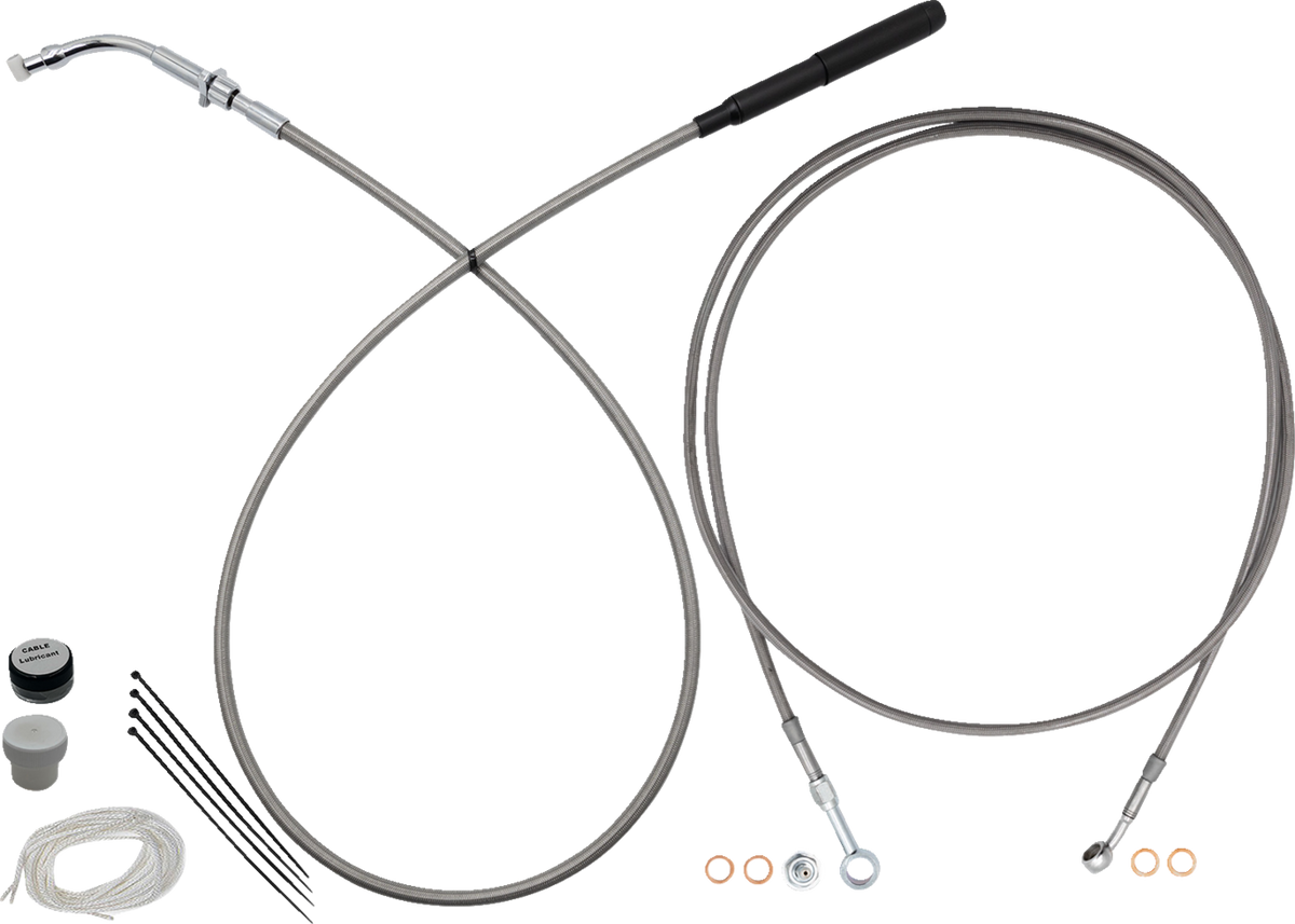 FBI EZ Install Upper Clutch Kit - Full Length for 2015-2026 H-D Touring - FLTR '15-'26 / Braided Stainless Steel/Chrome / 14"