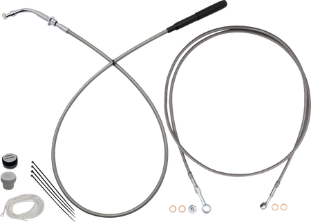 FBI EZ Install Upper Clutch Kit - Full Length for 2015-2026 H-D Touring - FLTR '15-'26 / Braided Stainless Steel/Chrome / 14"