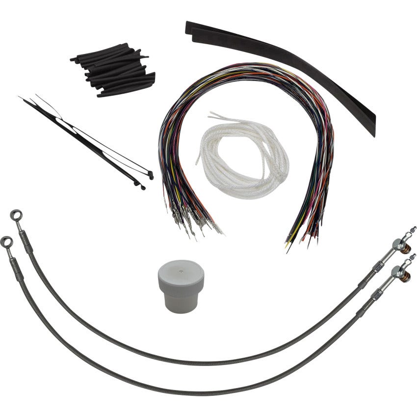 FBI EZ Install 16" Braided Handlebar Install Kit 4 Harley 08-13 Hydraulic Clutch