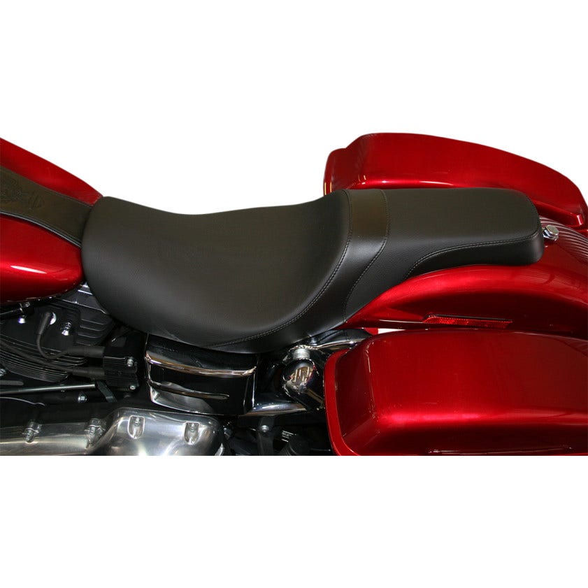 Danny Gray Smooth Black Vinyl Weekday 2-Up Seat for Harley Dyna 06-17 Model