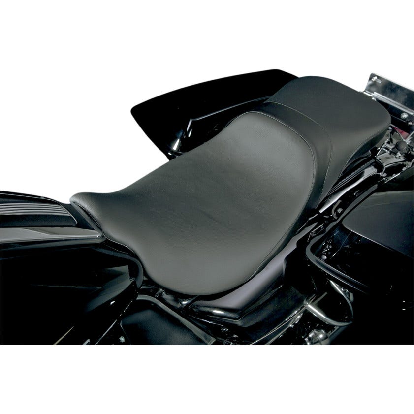 Danny Gray Smooth Black Vinyl Weekday 2-Up XL Seat for Harley Dyna 06-17 Model
