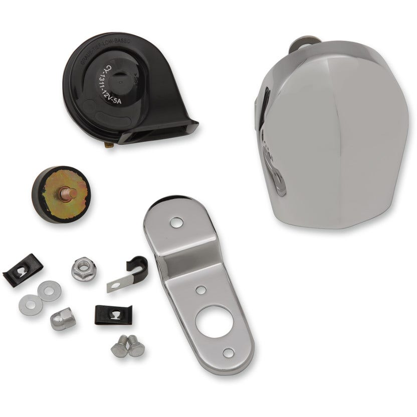 Drag Electric 112db Horn Kit w/ Chrome Cover & Mounting Harley 90-17 Models